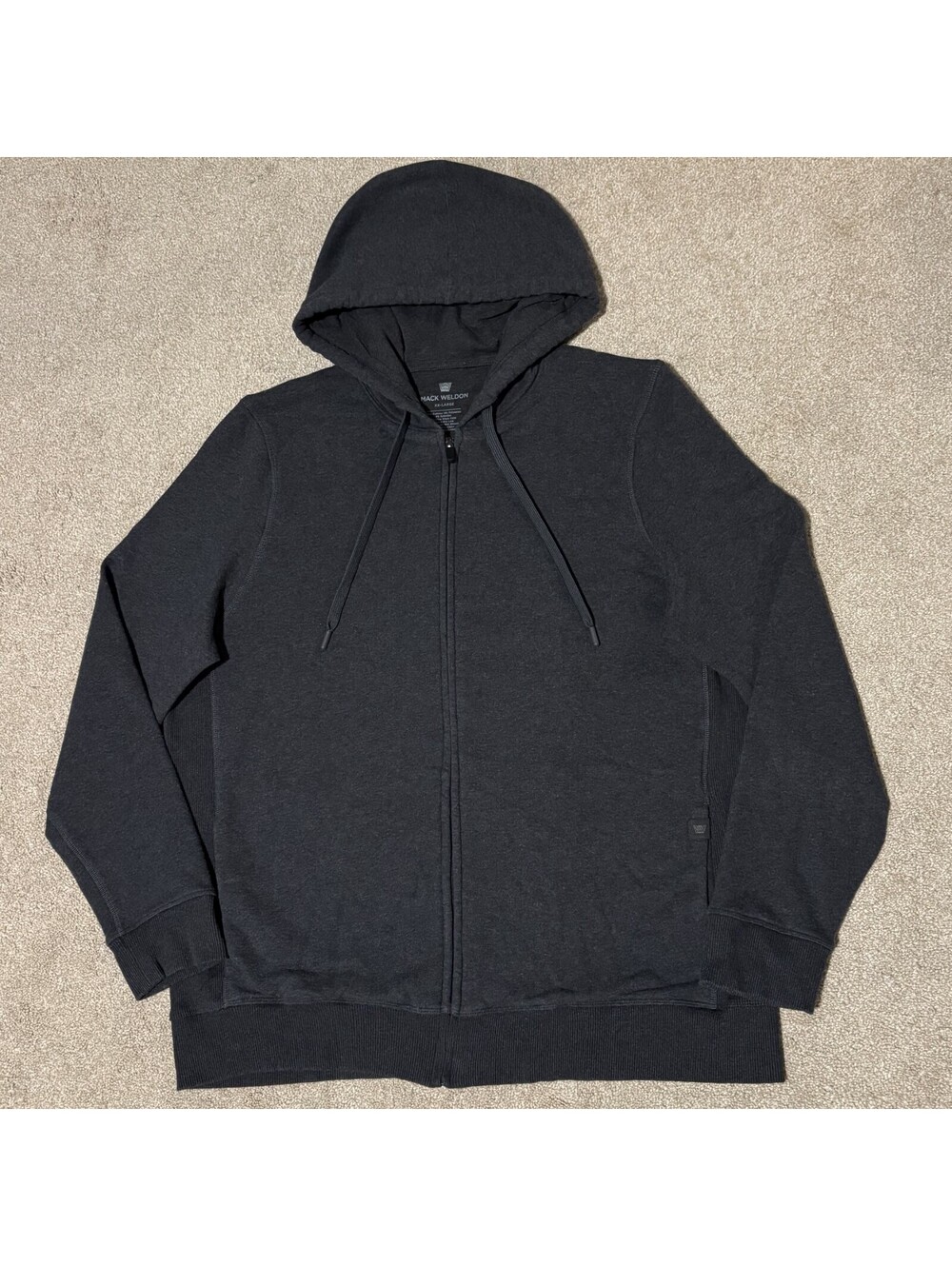 Mack Weldon Ace Hoodie Mens XXL Gray French Terry Pullover Pockets Full Zip